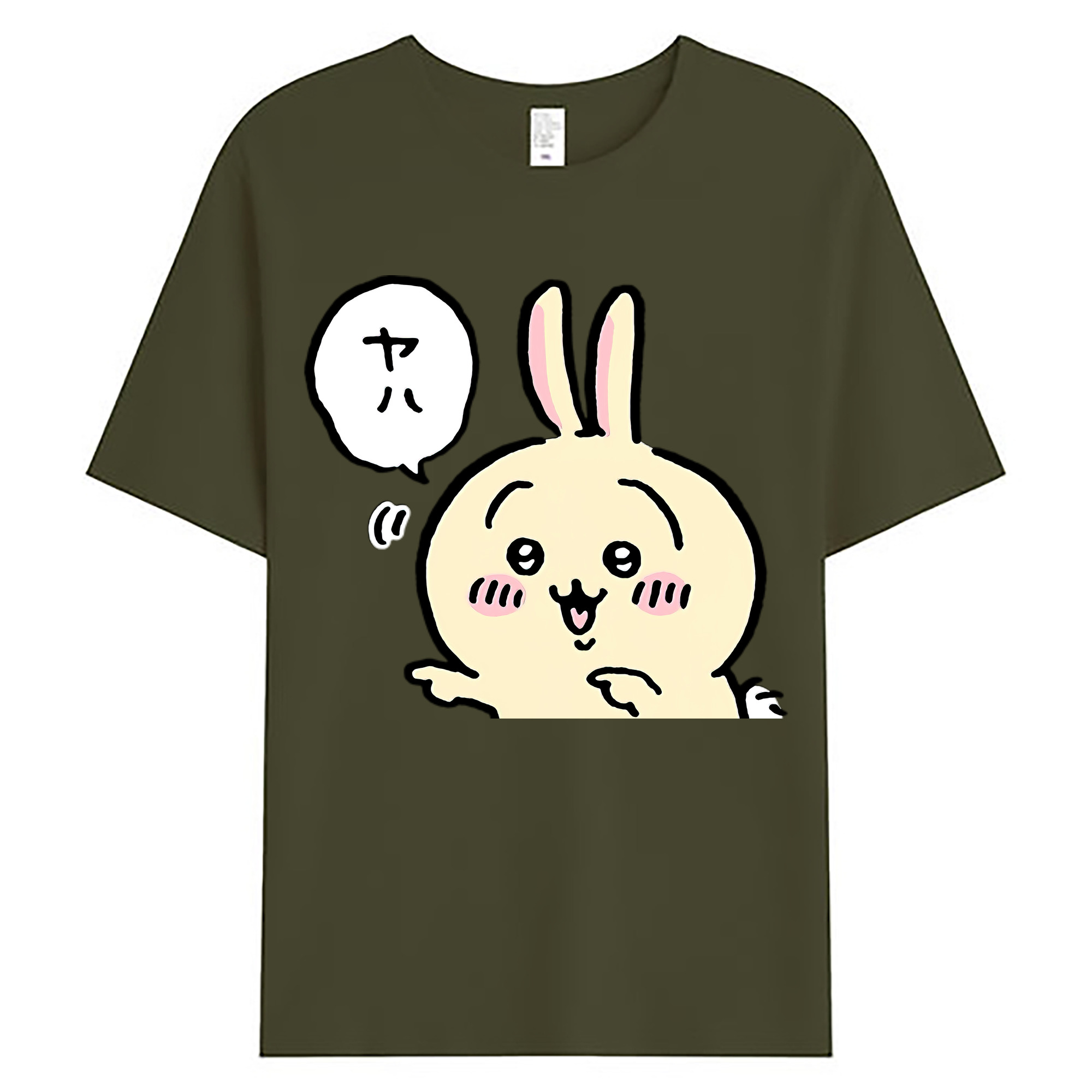 （画像用） ちいかわ うさぎ Chii-kawa usagi 綿100％ メンズ半袖Tシャツ｜肌触りやわらか＆通気性